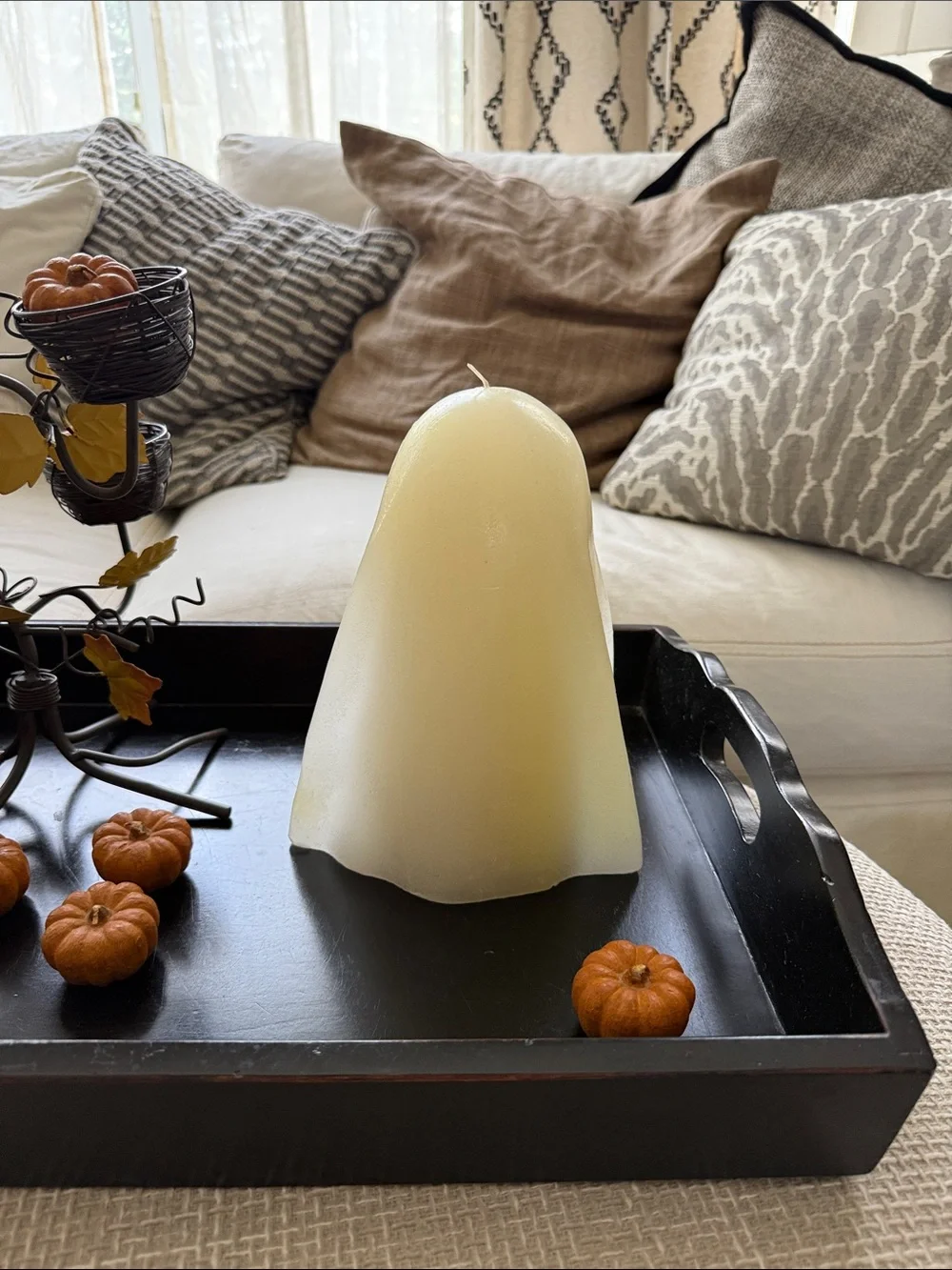 Retired Pottery Barn Frosted White Ghost candle